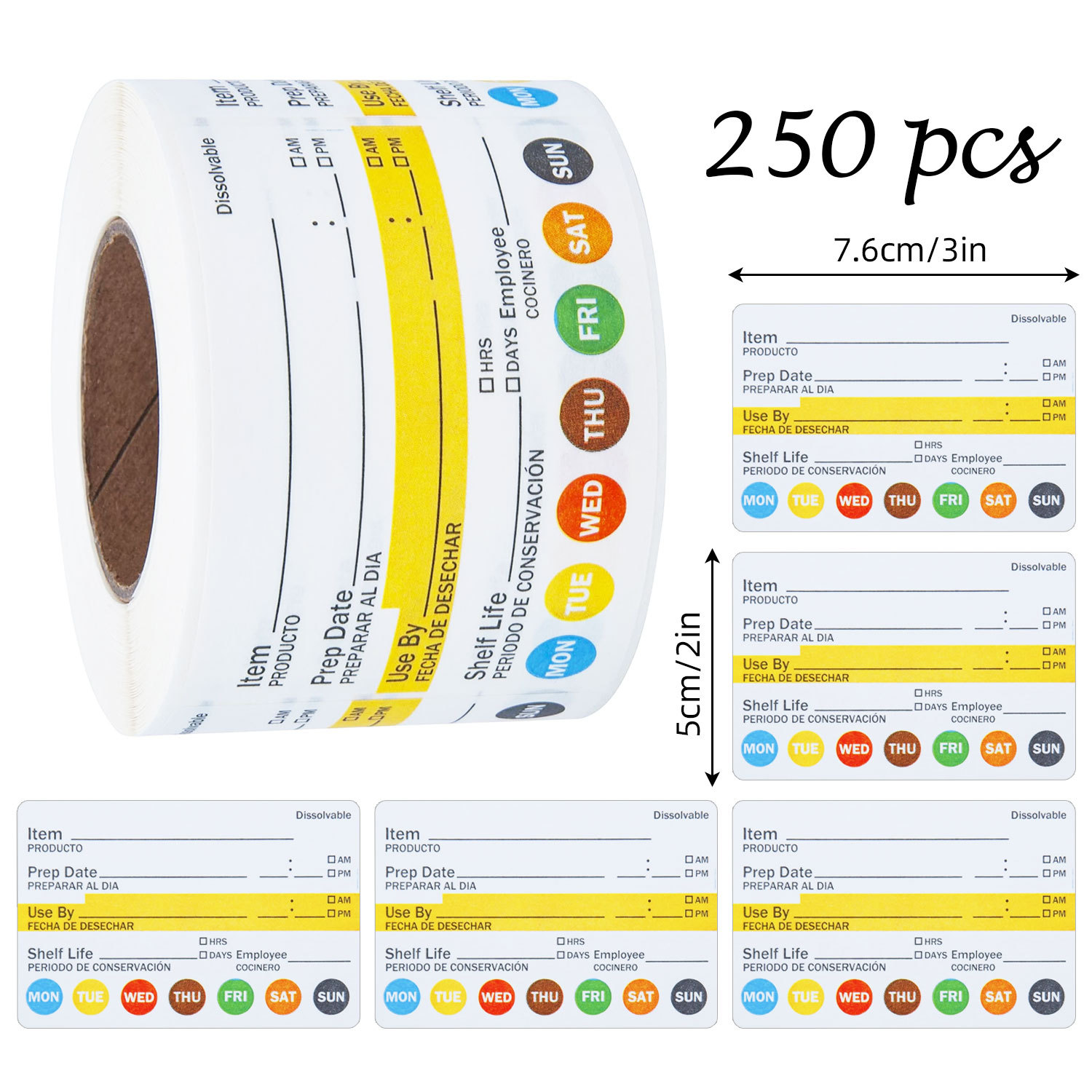 Meal Prep Chef - 250 Stuks/Roll Voedsel Datumlabels Waterdichte Voedselvoorbereidingsstickers