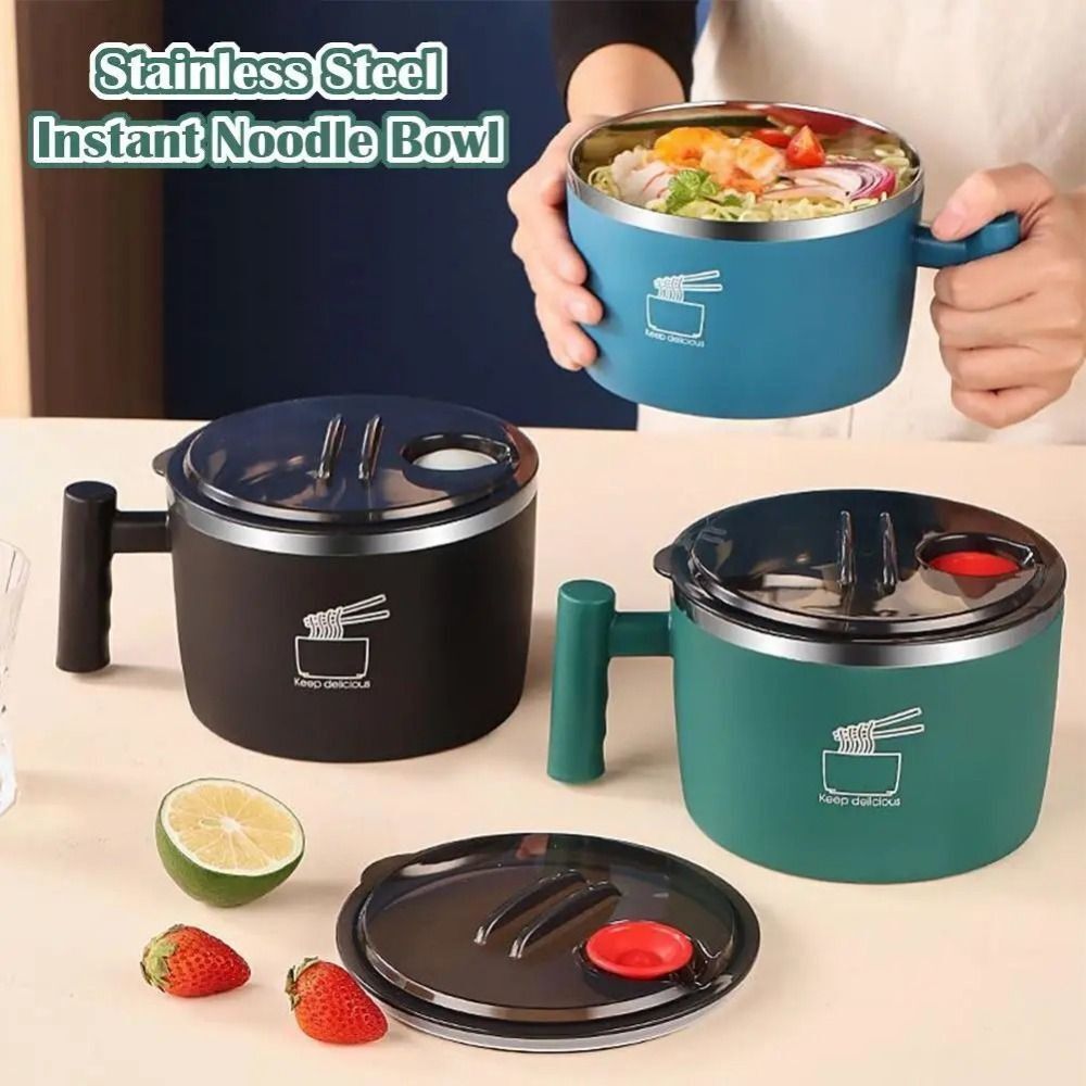 Meal Prep Soup - Draagbare roestvrijstalen ramenkom, lekvrij, met afvoersysteem,