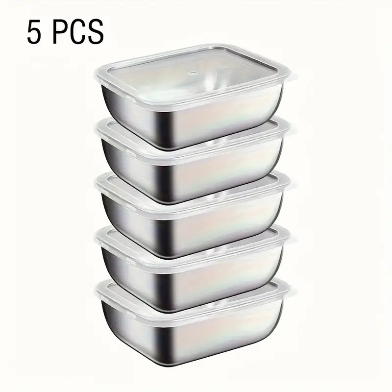 Meal Prep Chef - 5-delige roestvrijstalen voedselbewaarcontainers, stapelbare maaltijdvoorbereidingsdozen voor