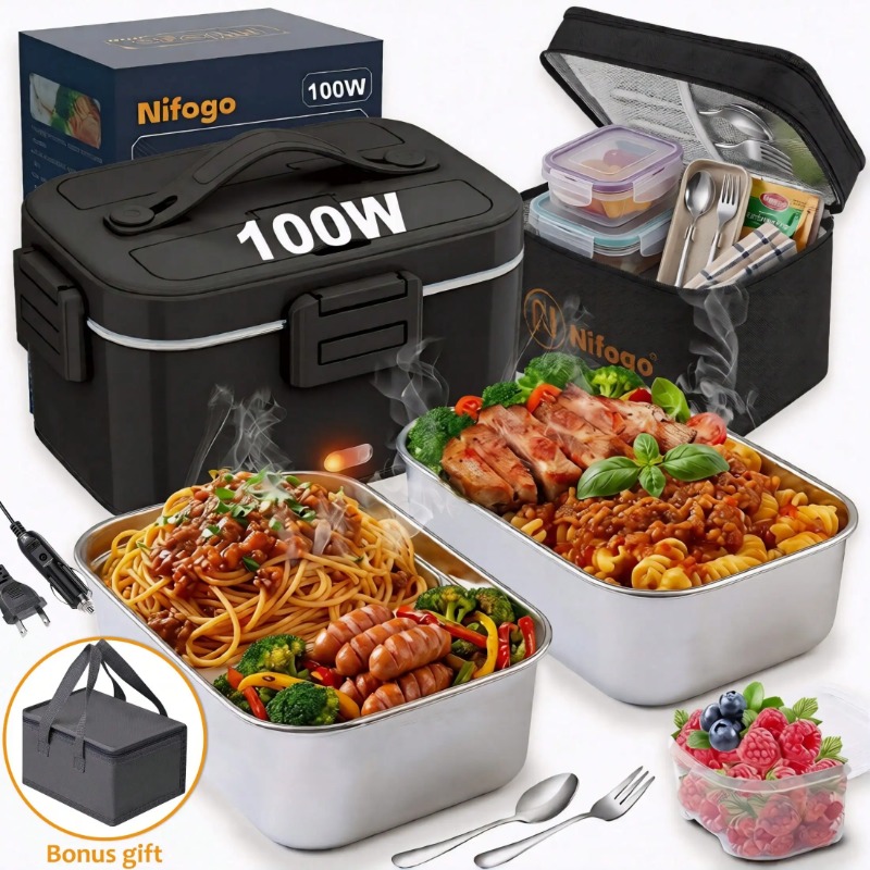 Stainless Bento Box - 100W Elektrisch Verwarmde Lunchbox, 1,8L 304
