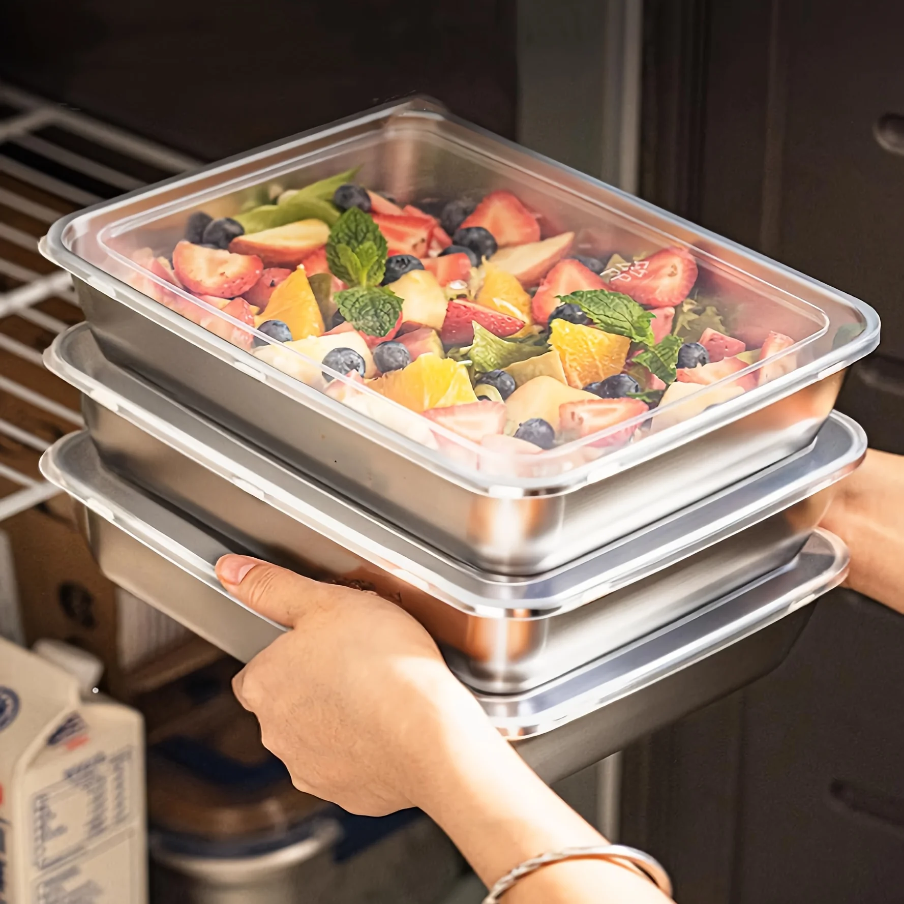 Stainless Bento Box - 3-delige RVS voedselcontainers & lunchbox, lekvrij