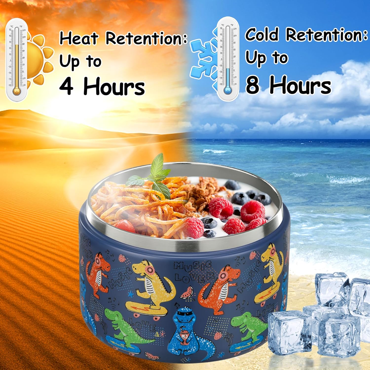 Meal Prep Soup - 12oz Geïsoleerde Vacuüm Voedselbeker met Gespsluiting,