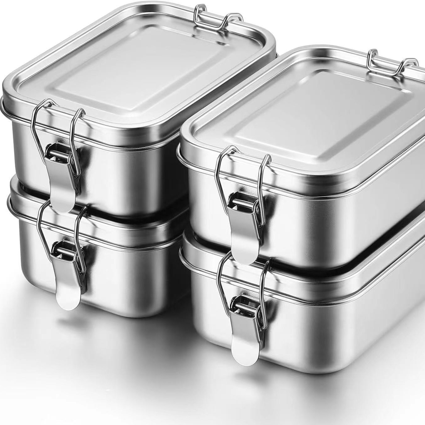 Stainless Bento Box - Duurzame roestvrijstalen bentobox, grote capaciteit, vierkante
