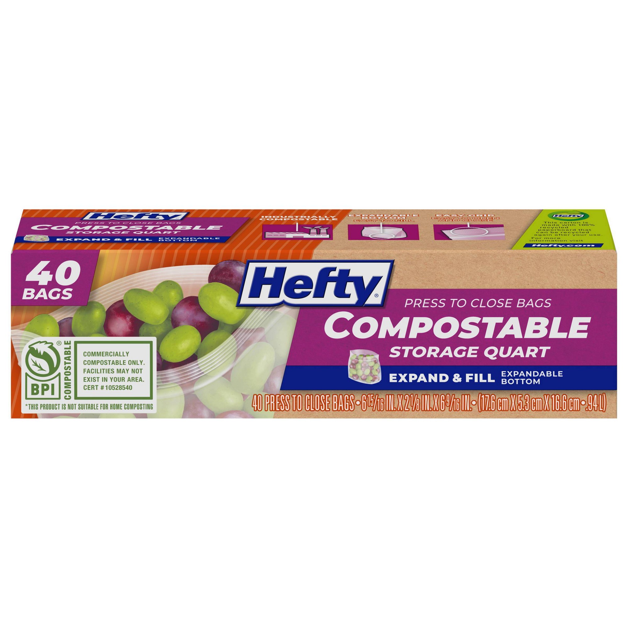 Meal Prep Fit - Quart voedselbewaarzakjes, 40 stuks, plantaardige keukenzakjes