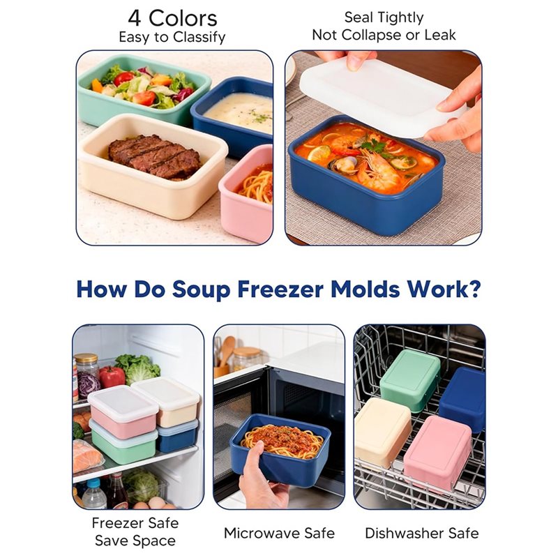 AB33-4-Pack siliconen vriesvor - Meal Prep Soup recensie en prijs